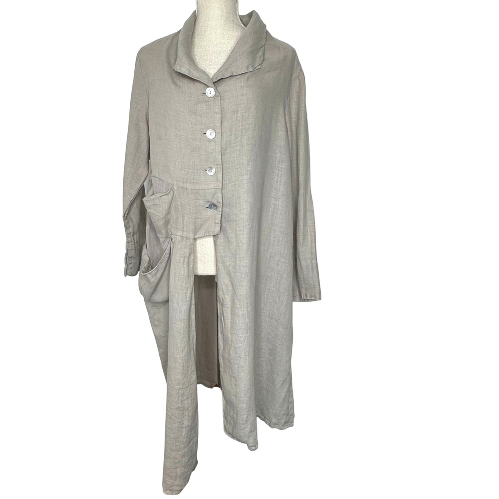 banana‎ blue linen lagenlook jacket Size Medium